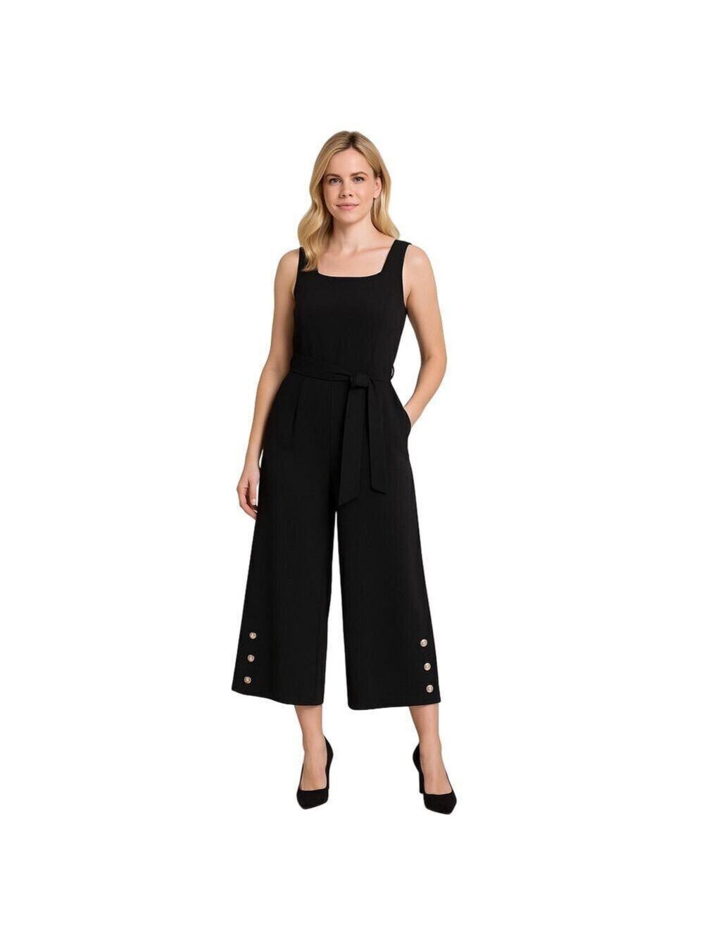 New York & Co Black Sleeveless Jumpsuit Sz XS